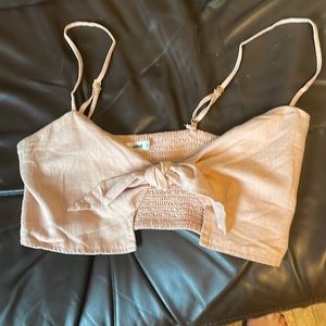 Morning Mist Top Crop Tied Top Blush